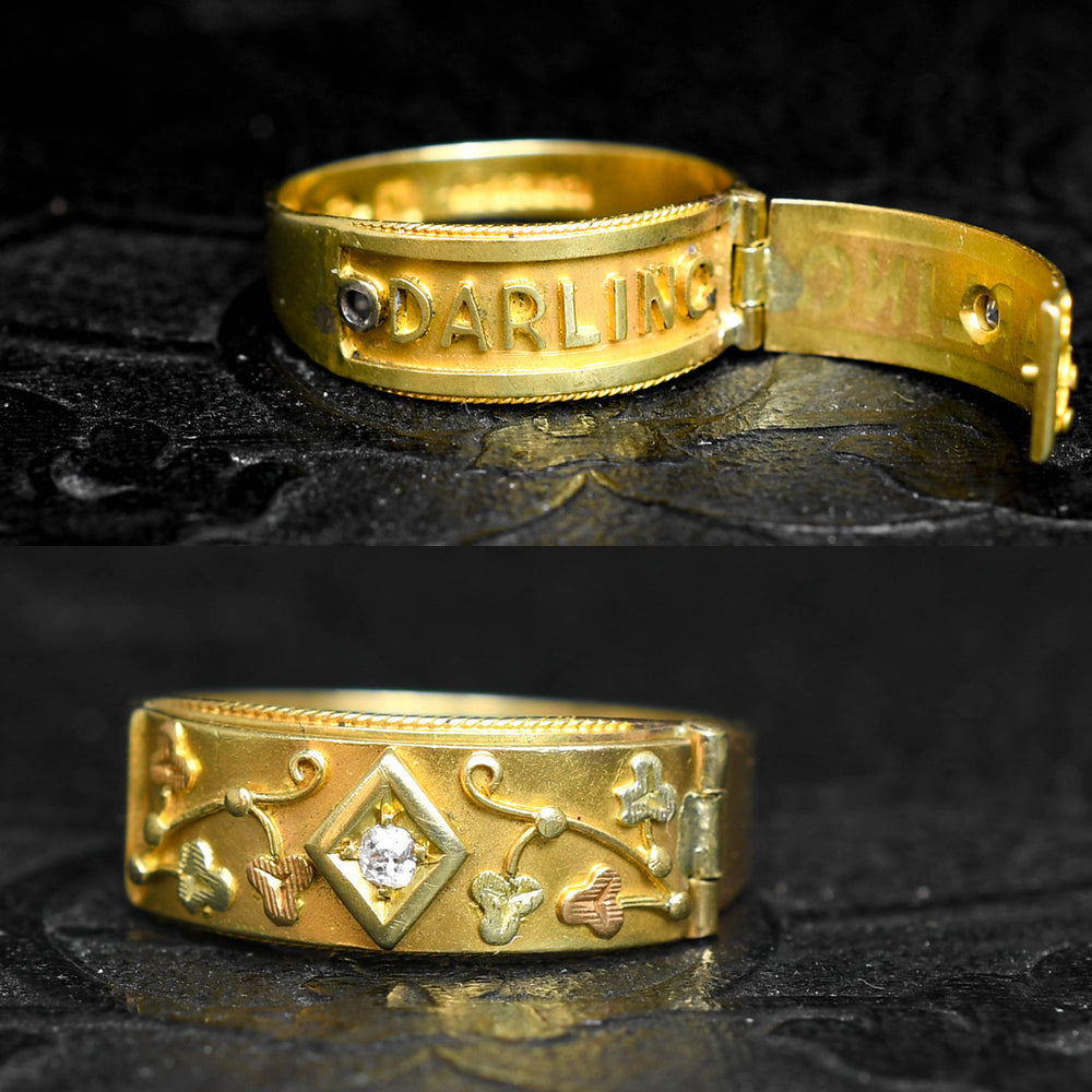 Victorian DARLING Diamond Locket Ring