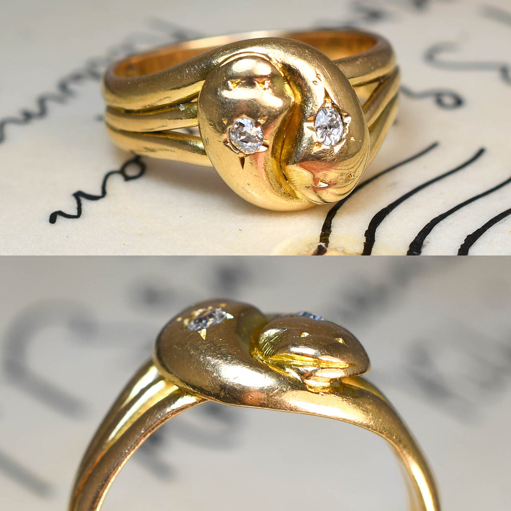 Victorian Diamond Double Snake Ring