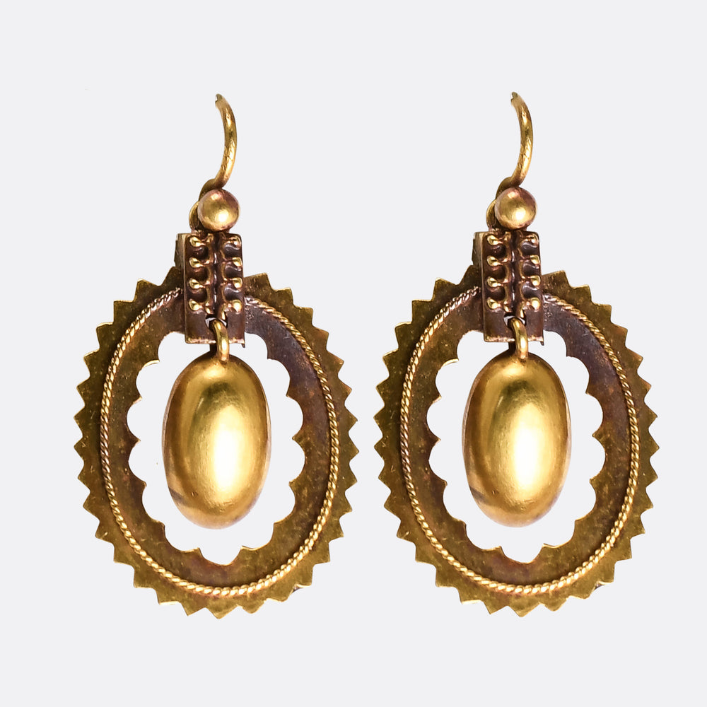 Victorian 15k Gold Dangle Earrings