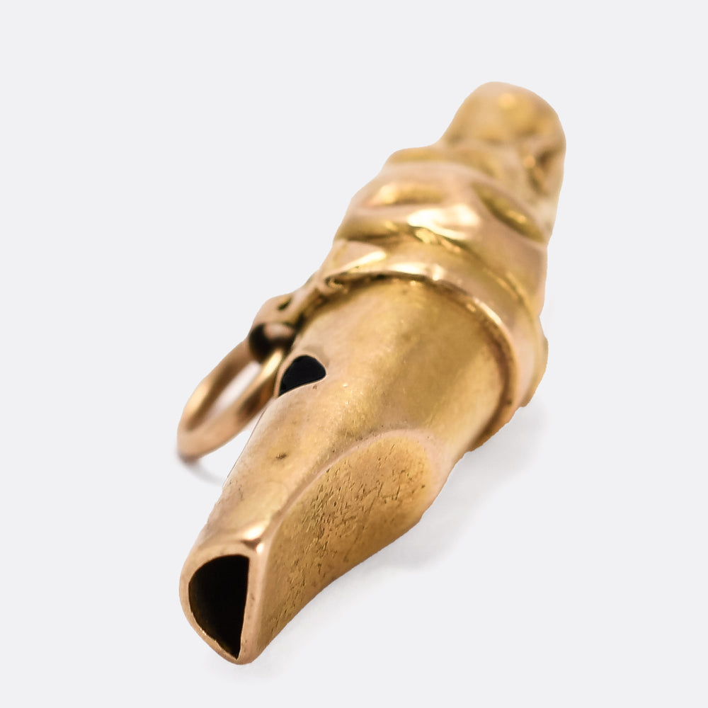 Victorian 15k Gold Dog Whistle Pendant