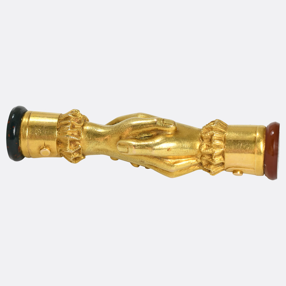 Victorian 18k Gold Agate Treu Und Fest Double Sided Desk Seal