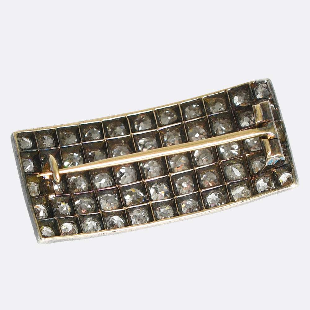 Victorian 2.2ct Old Cut Diamond Panel Brooch