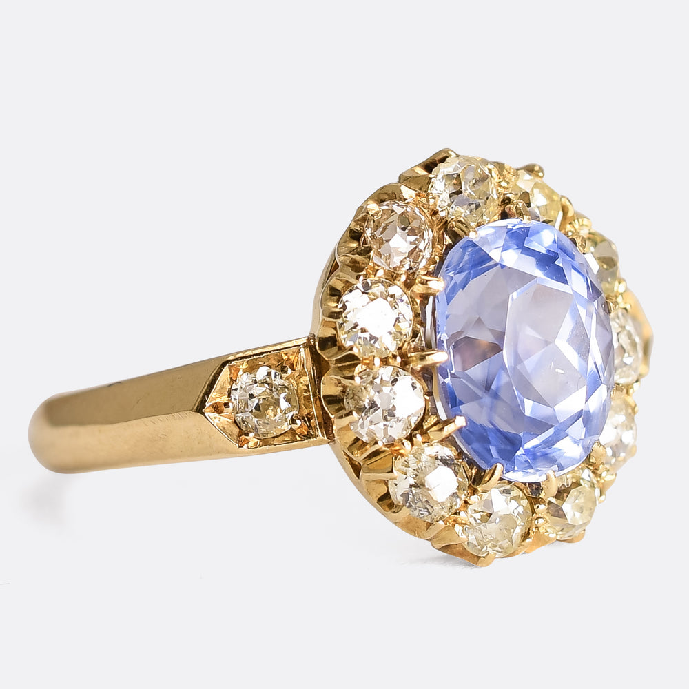Victorian 2.57ct Ceylon Sapphire & Diamond Engagement Ring