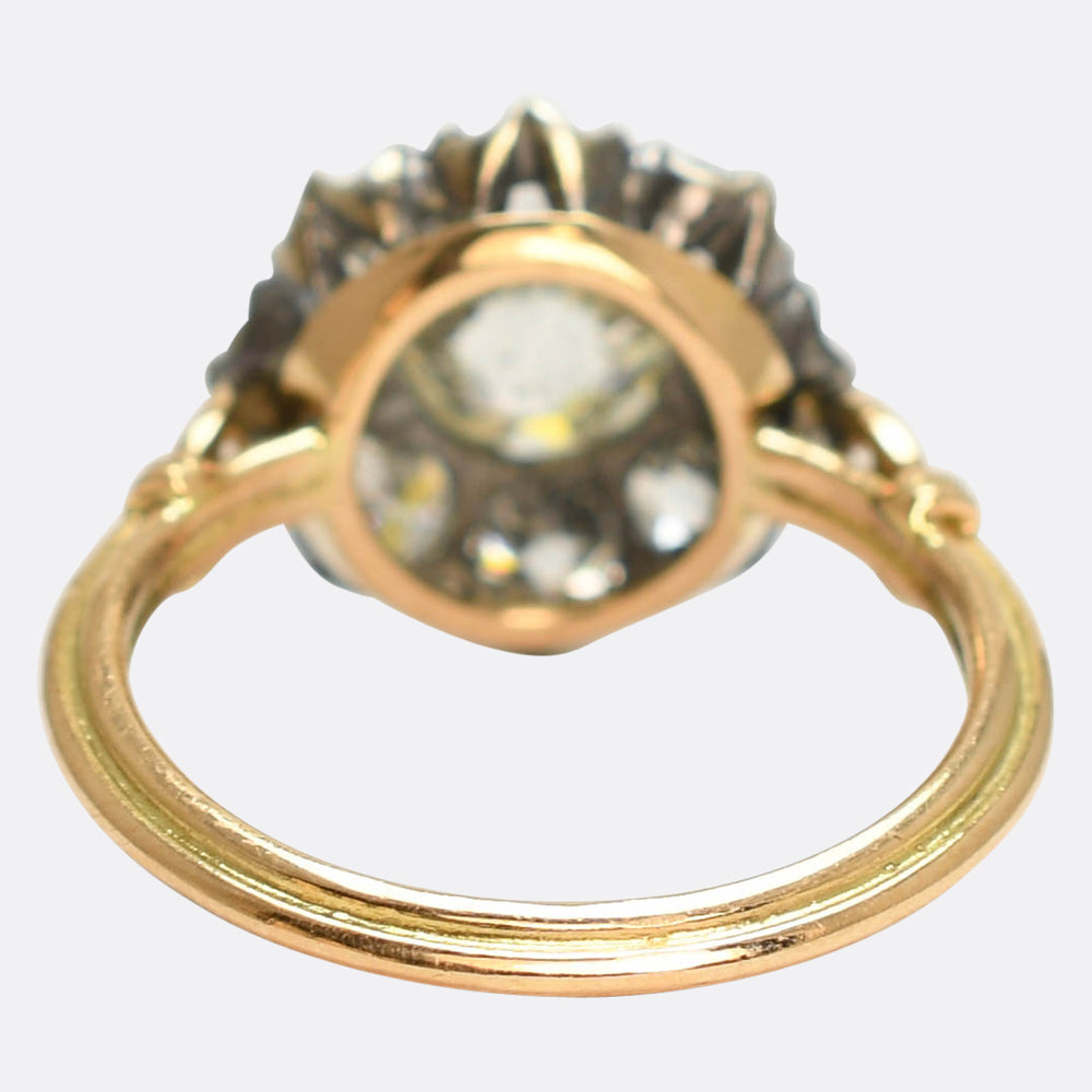 Victorian 2.83ct Diamond Flower Cluster Ring