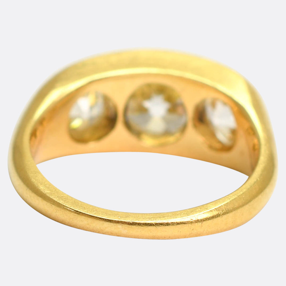 Victorian 3.36ct Diamond 3-Stone Gypsy Ring