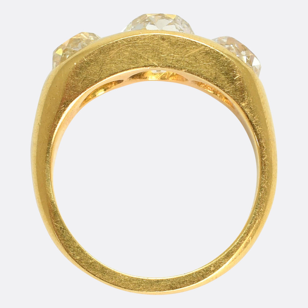 Victorian 3.36ct Diamond 3-Stone Gypsy Ring