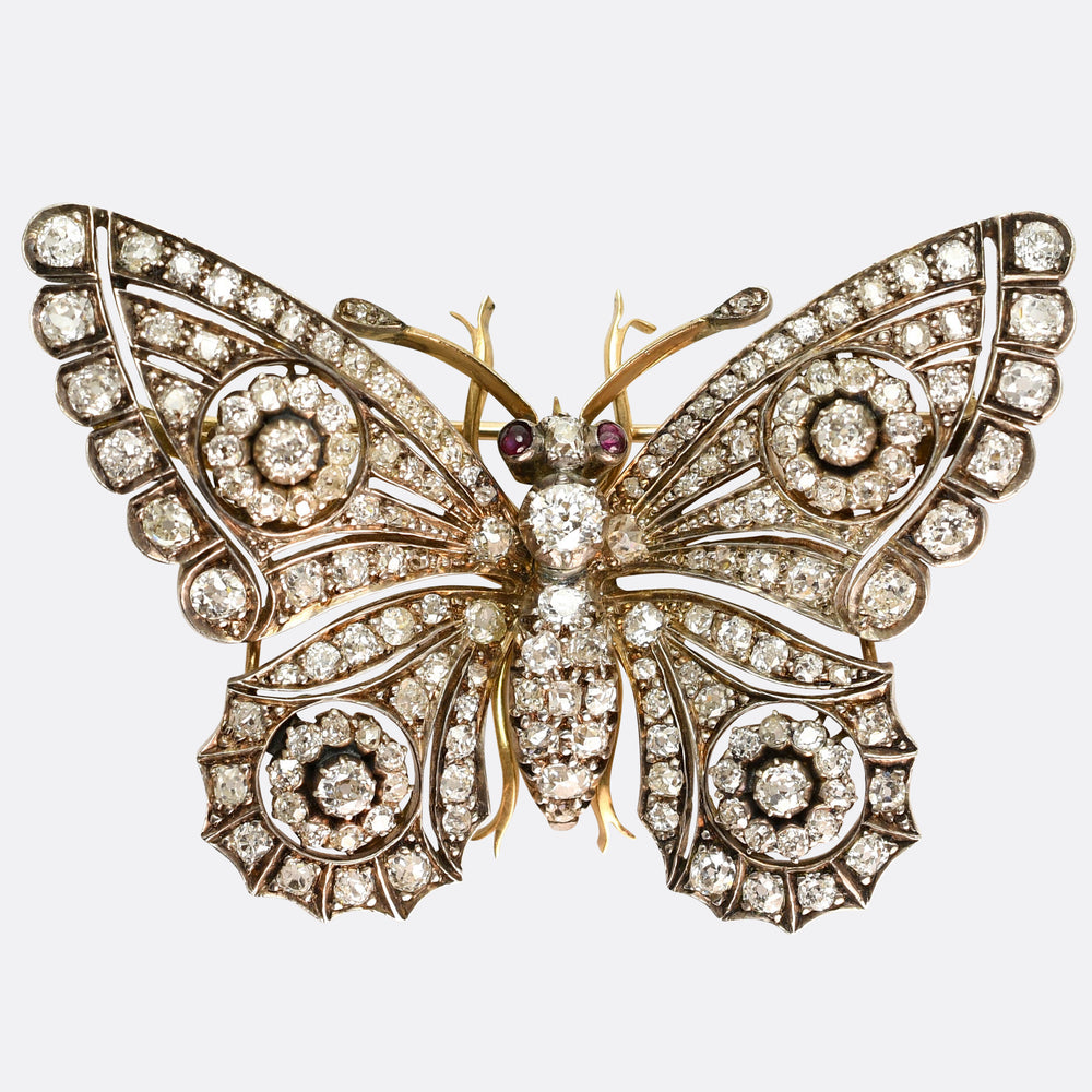 Victorian 3.9ct Diamond Butterfly Brooch