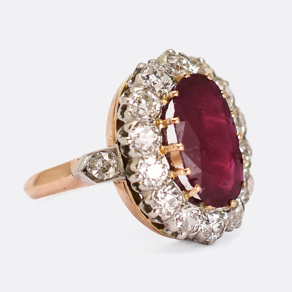 Victorian 3ct Ruby & Diamond Cluster Ring