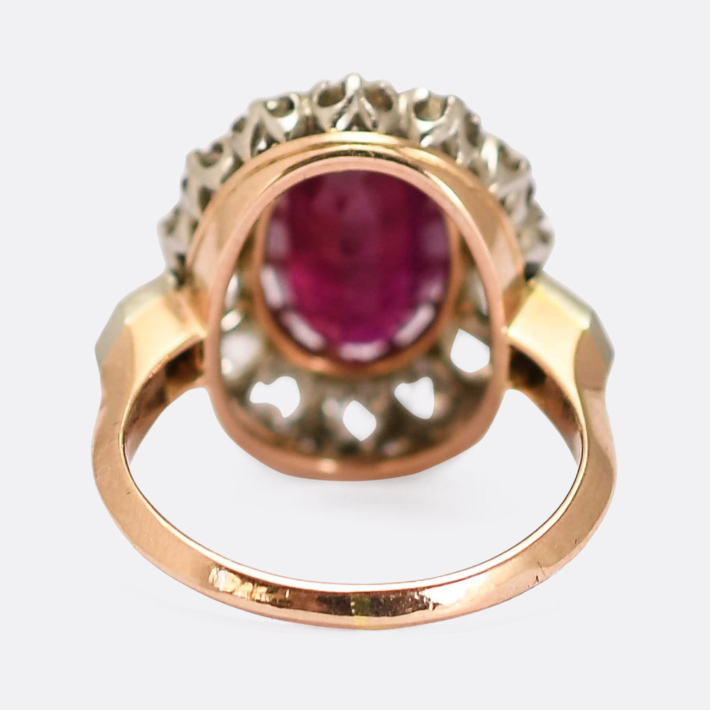 Victorian 3ct Ruby & Diamond Cluster Ring