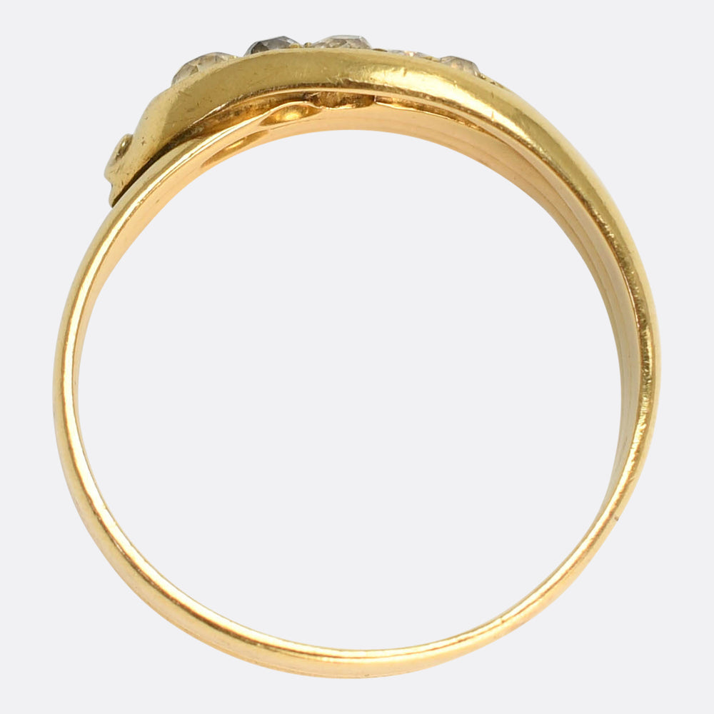 Victorian 5-Stone Diamond Coiled Snake Ring