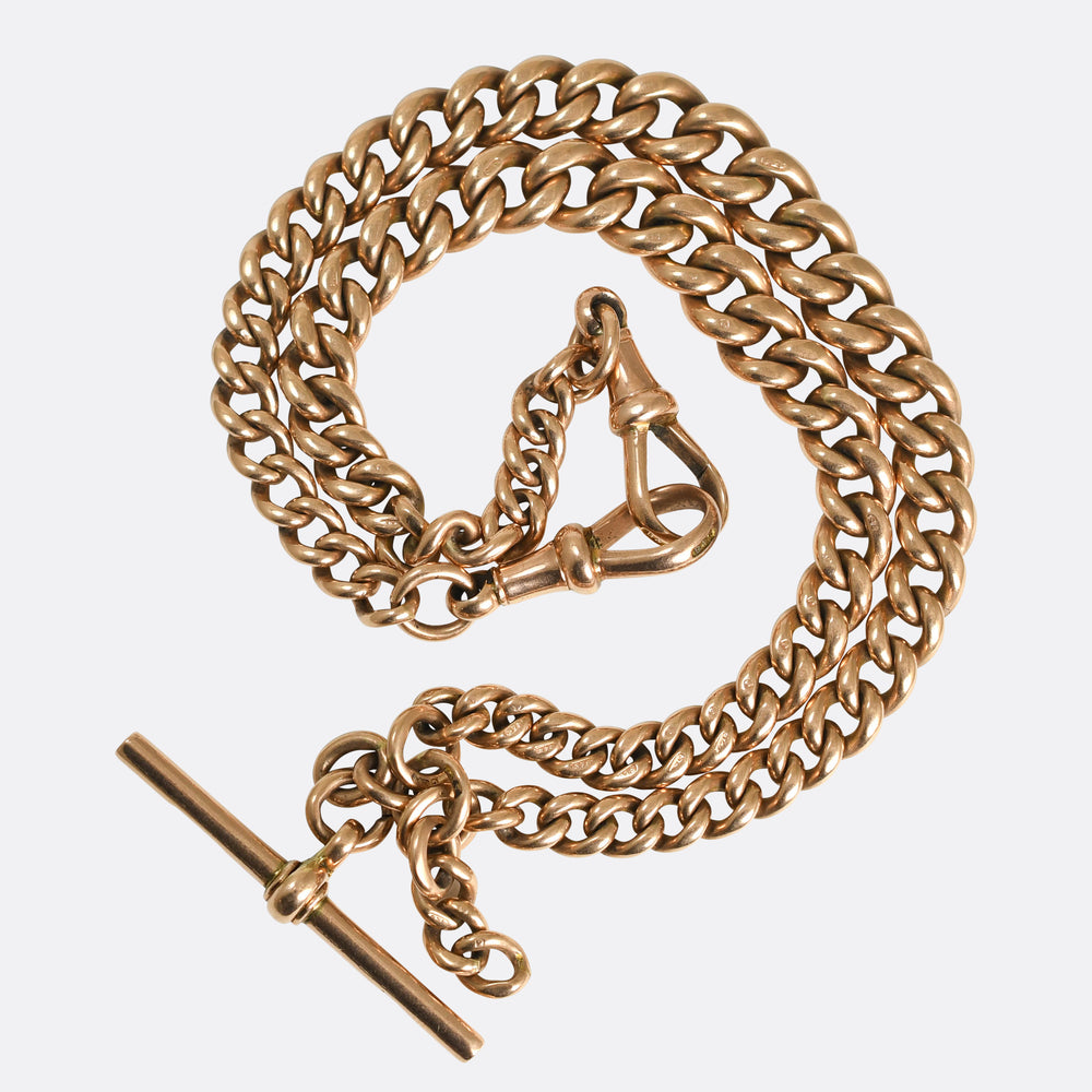 Victorian 9k Rose Gold Double Albert Chain