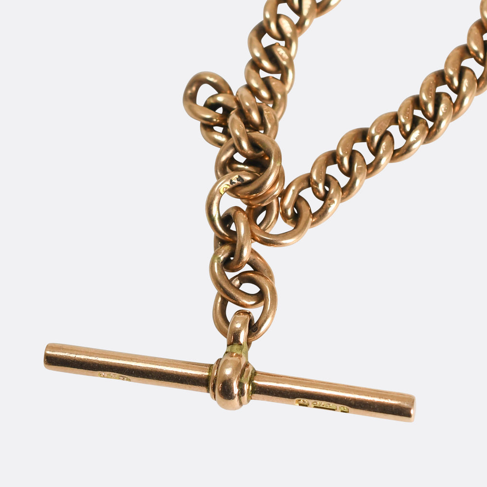 Victorian 9k Rose Gold Double Albert Chain