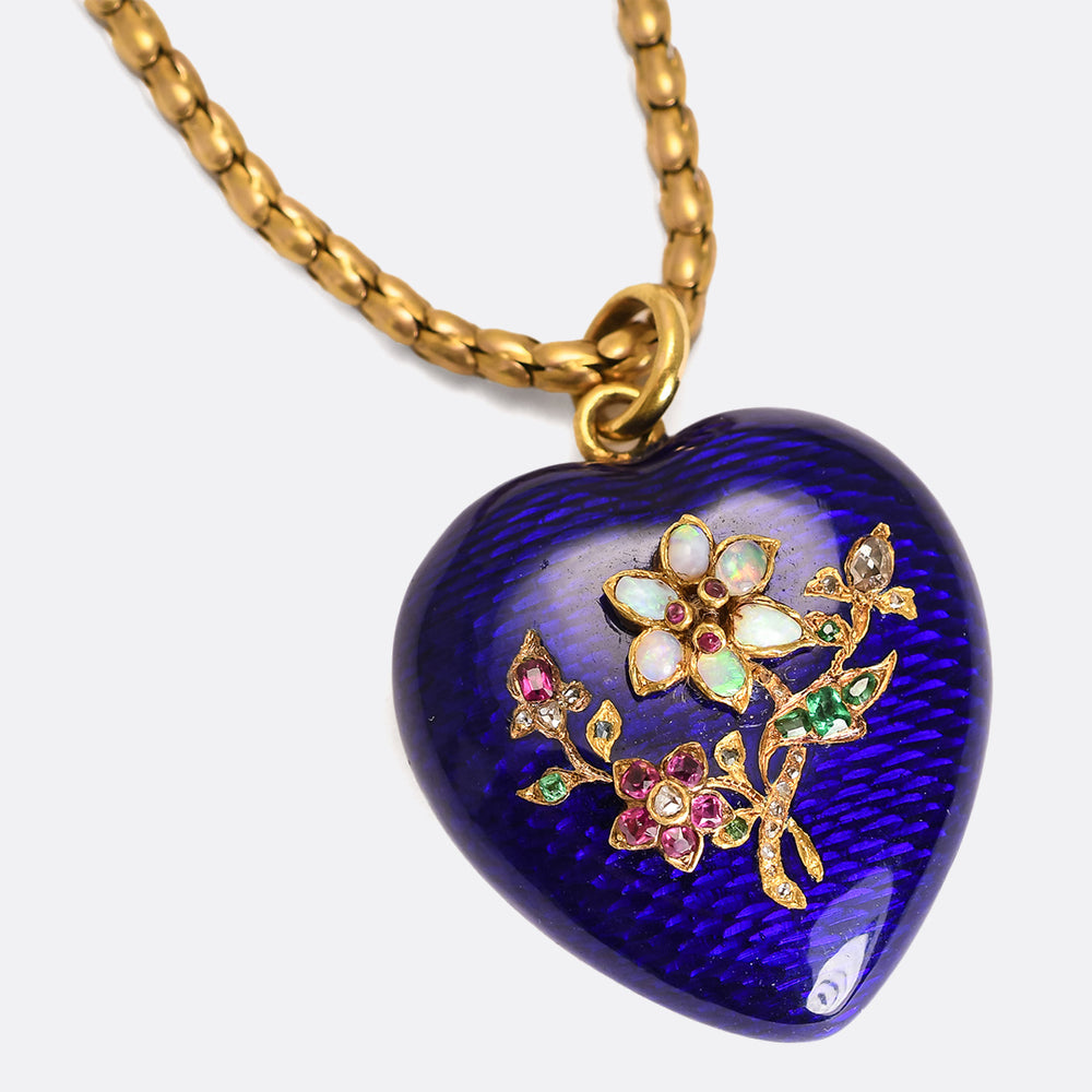 Victorian Acrostic Enamel Heart Pendant & Chain