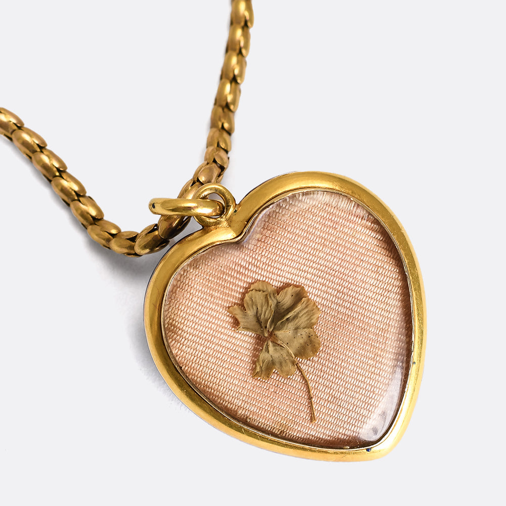 Victorian Acrostic Enamel Heart Pendant & Chain