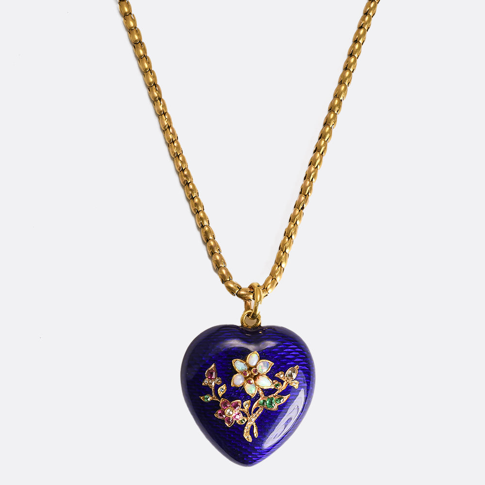 Victorian Acrostic Enamel Heart Pendant & Chain