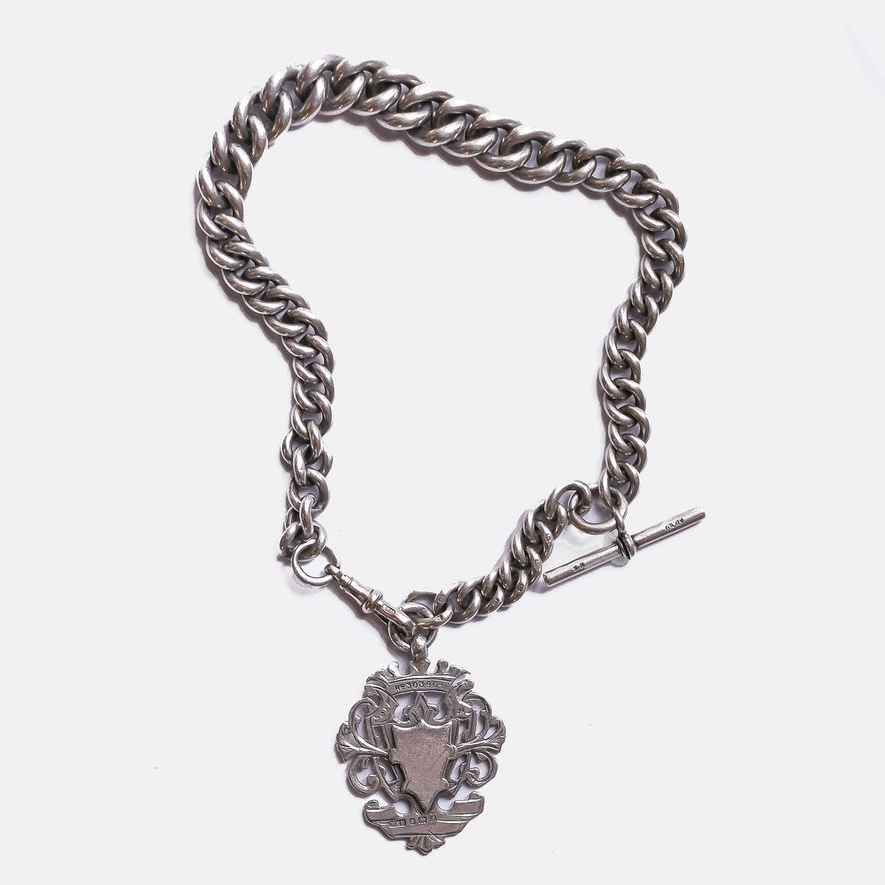 Victorian Albert Chain With T-Bar and Shield