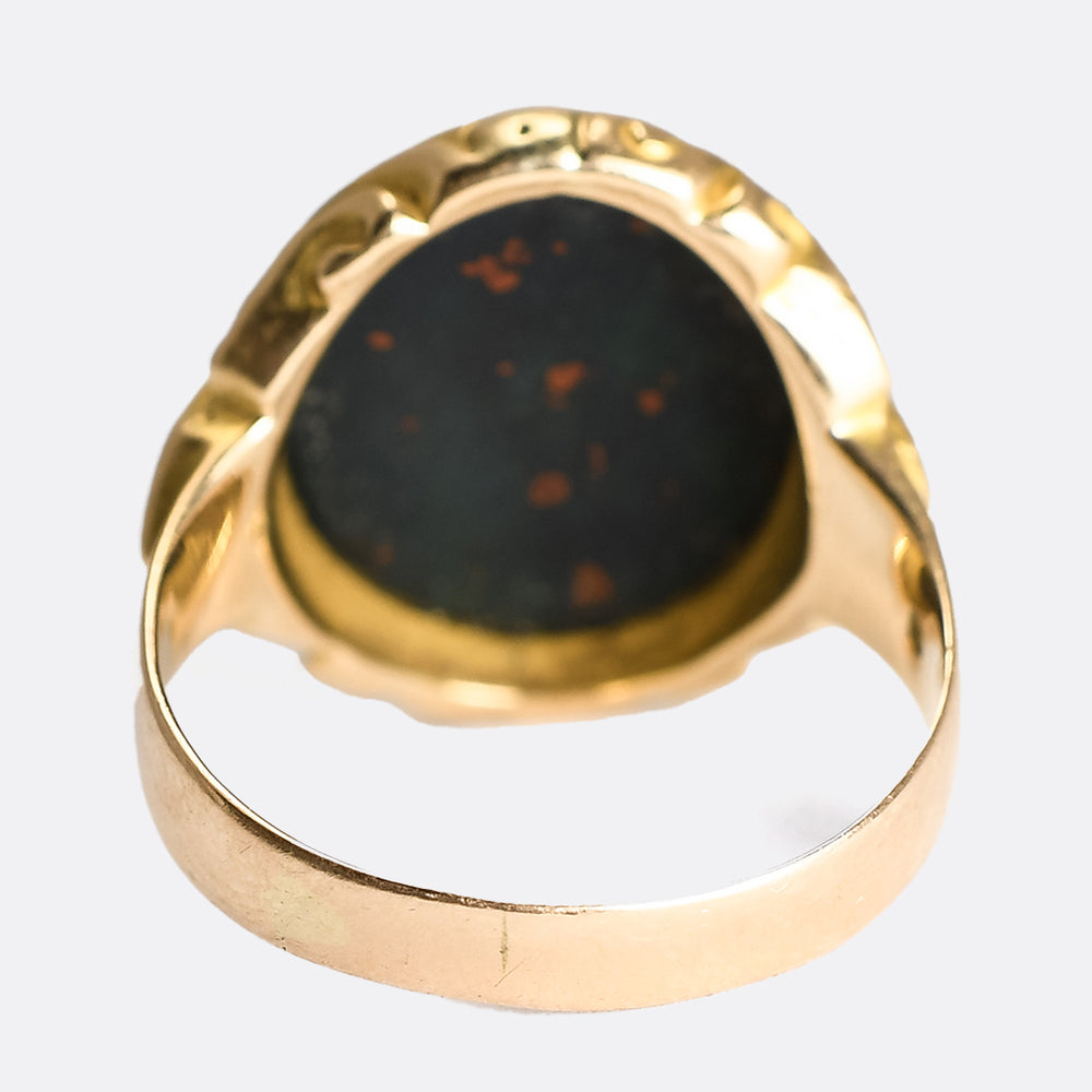 Victorian Bloodstone Eagle Intaglio Signet Ring