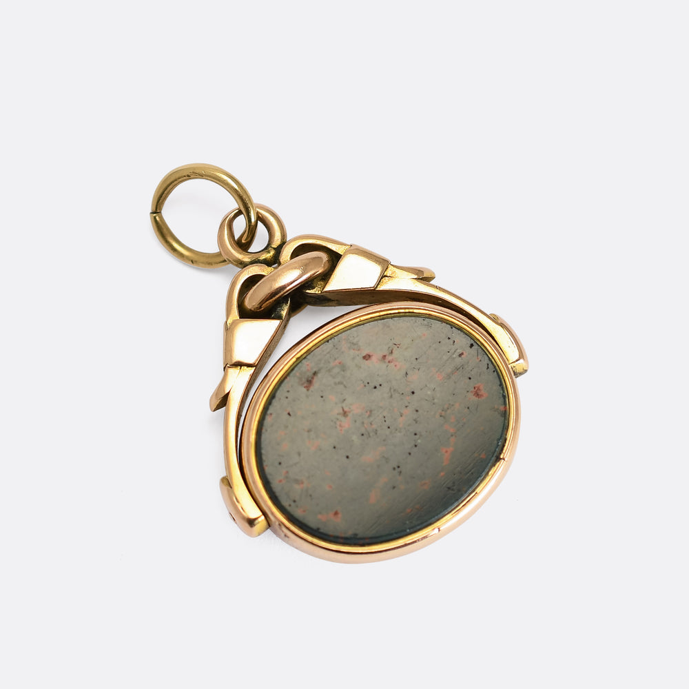 Victorian Bloodstone & Carnelian Spinner Fob Pendant