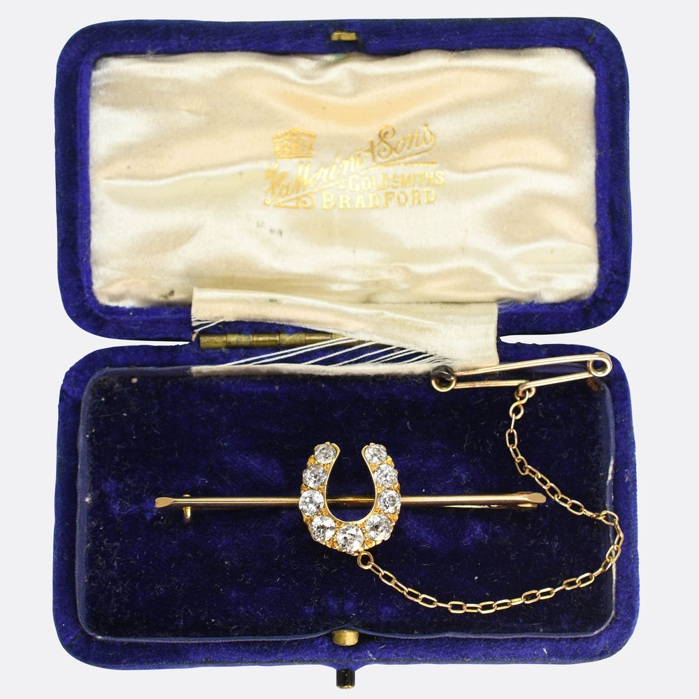 Victorian Boxed Diamond Horseshoe Bar Brooch