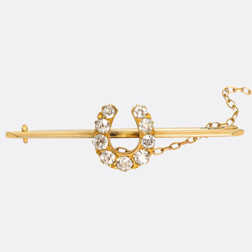 Victorian Boxed Diamond Horseshoe Bar Brooch