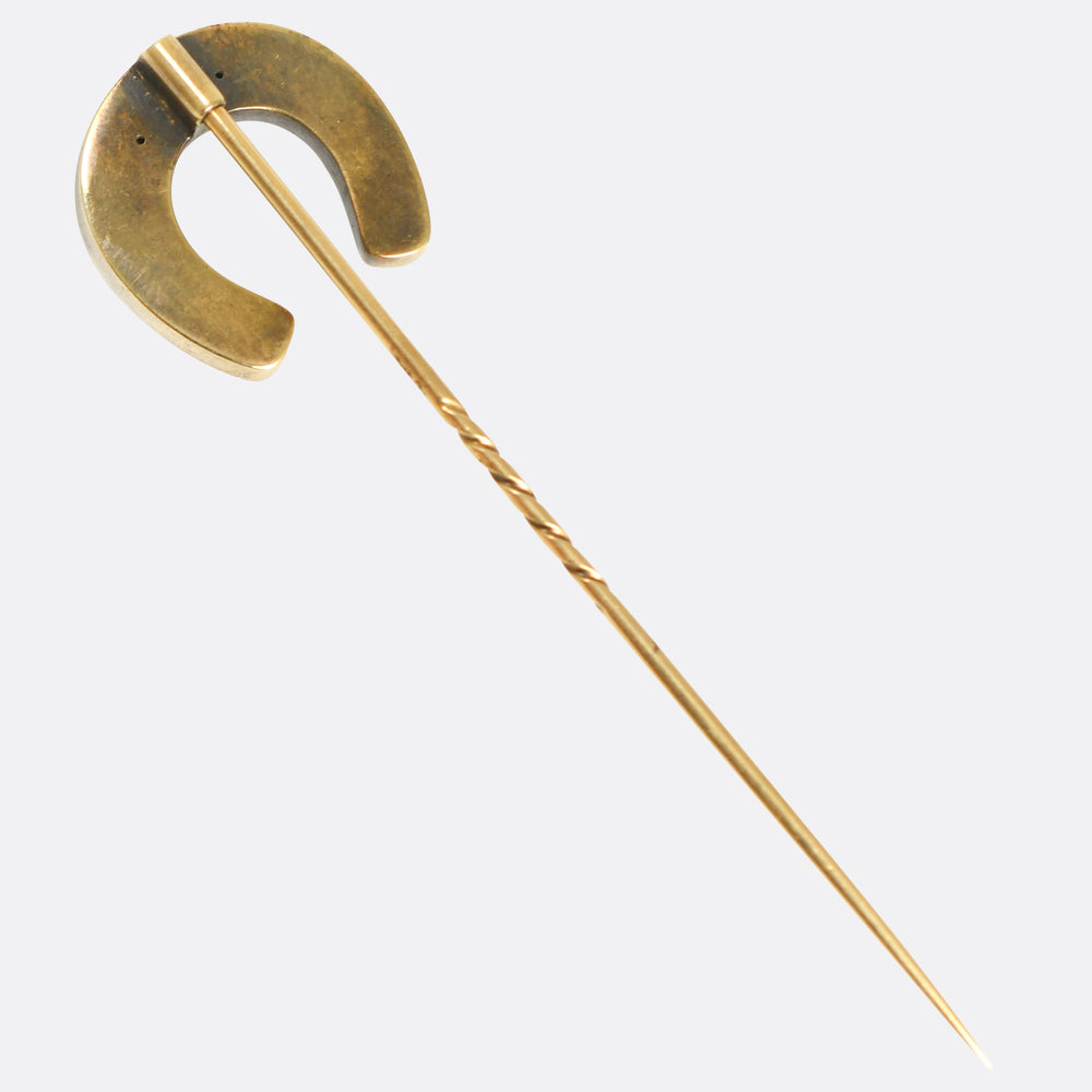 Victorian Boxed Pearl Lucky Horseshoe Stick Pin