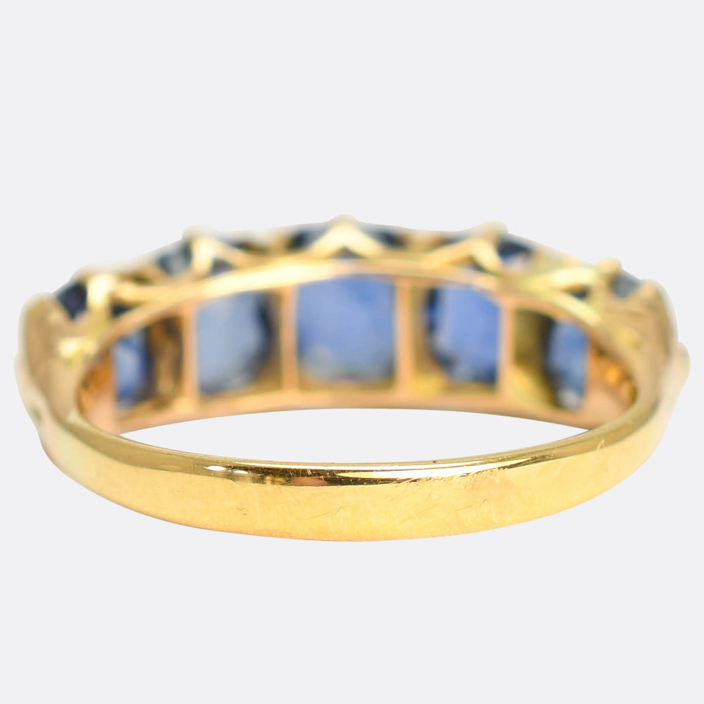 Victorian Burma Sapphire 5-Stone Half Hoop Ring