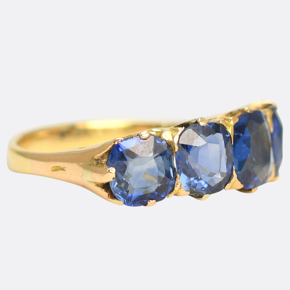 Victorian Burma Sapphire 5-Stone Half Hoop Ring