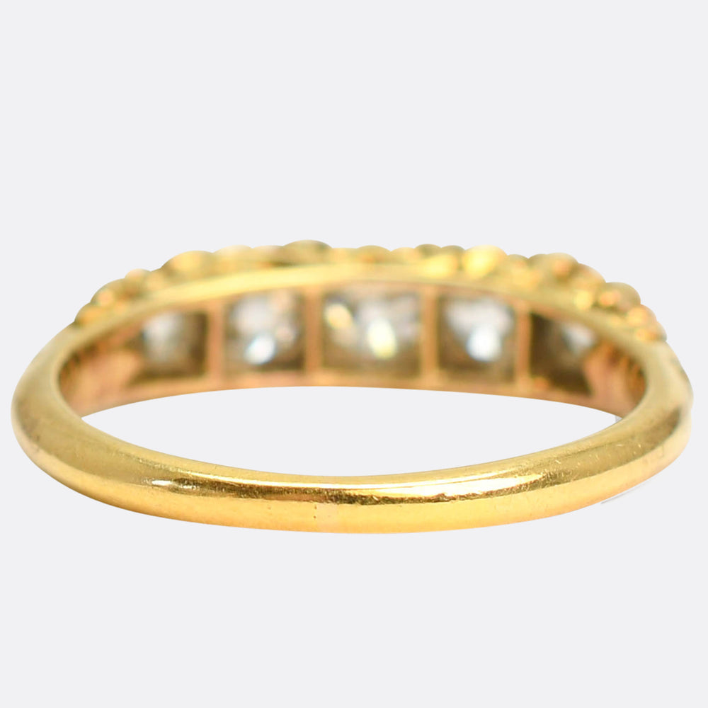 Victorian Carved Diamond 5-Stone Ring