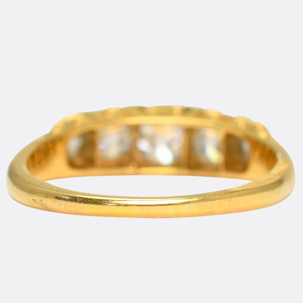 Victorian Carved Diamond 5-Stone Ring