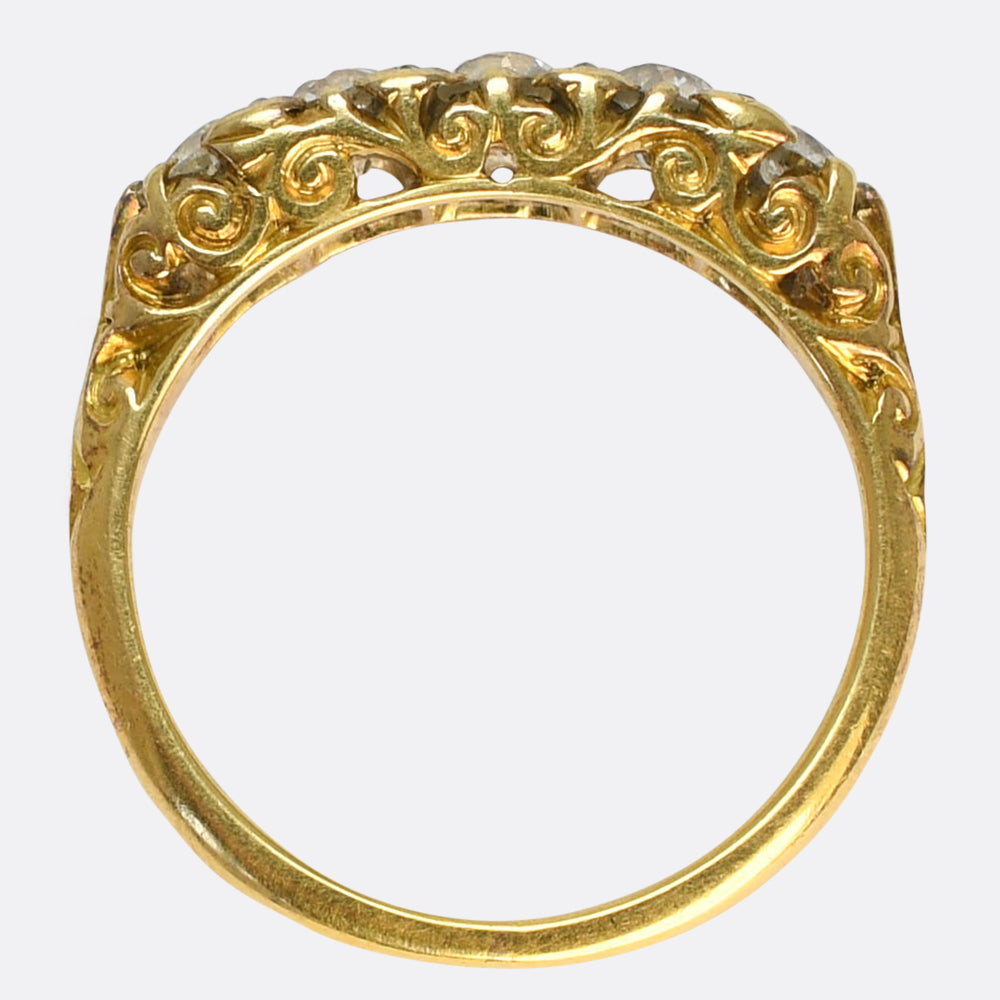 Victorian Carved Diamond 5-Stone Ring