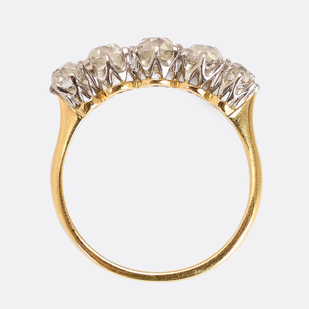 Victorian Diamond 5-Stone Half-Hoop Ring