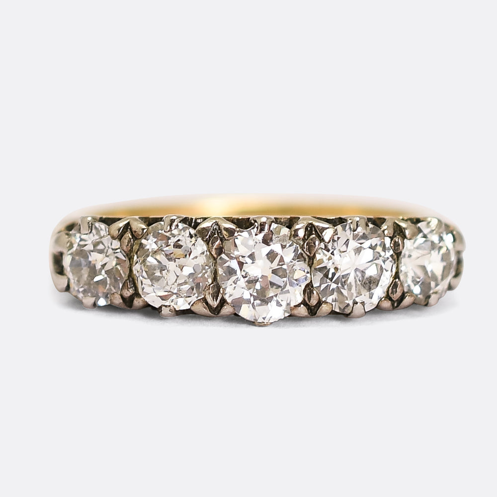 Victorian Diamond 5-Stone Half Hoop Ring