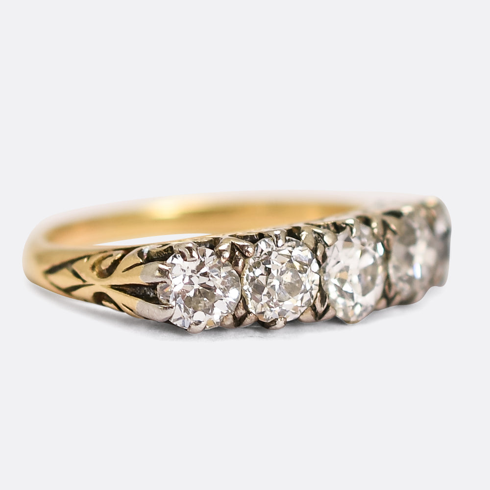 Victorian Diamond 5-Stone Half Hoop Ring