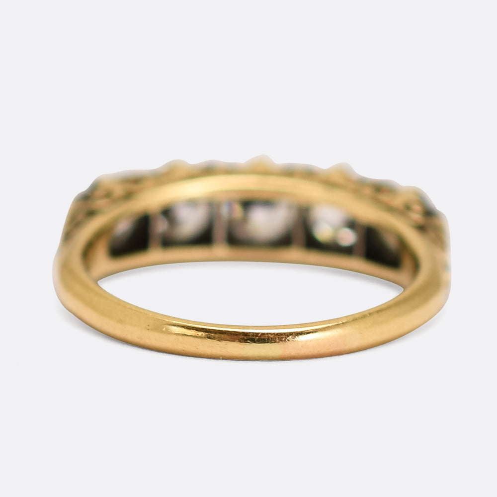 Victorian Diamond 5-Stone Half Hoop Ring