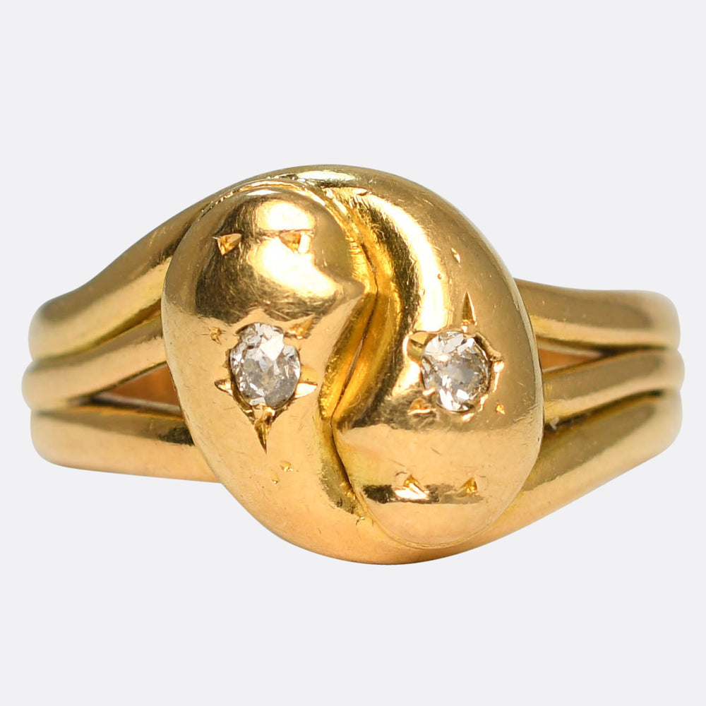 Victorian Diamond Double Snake Ring