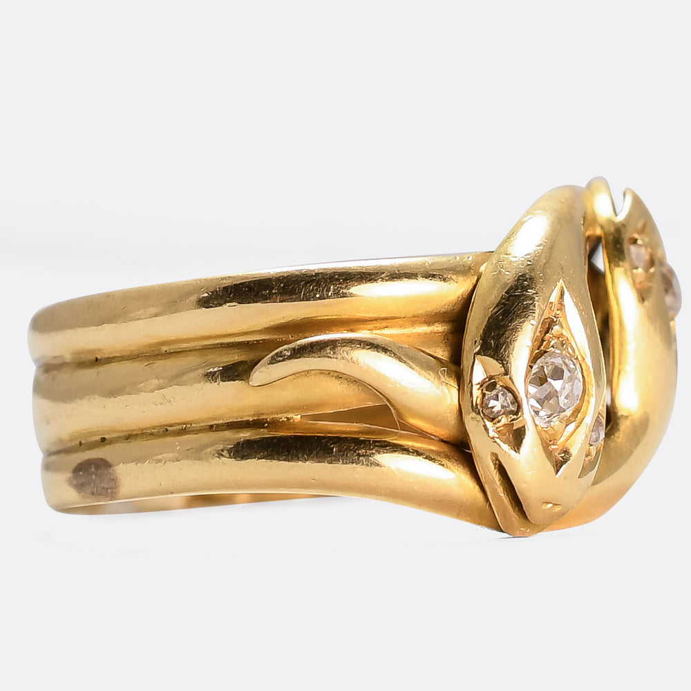 Victorian Diamond Double Snake Ring