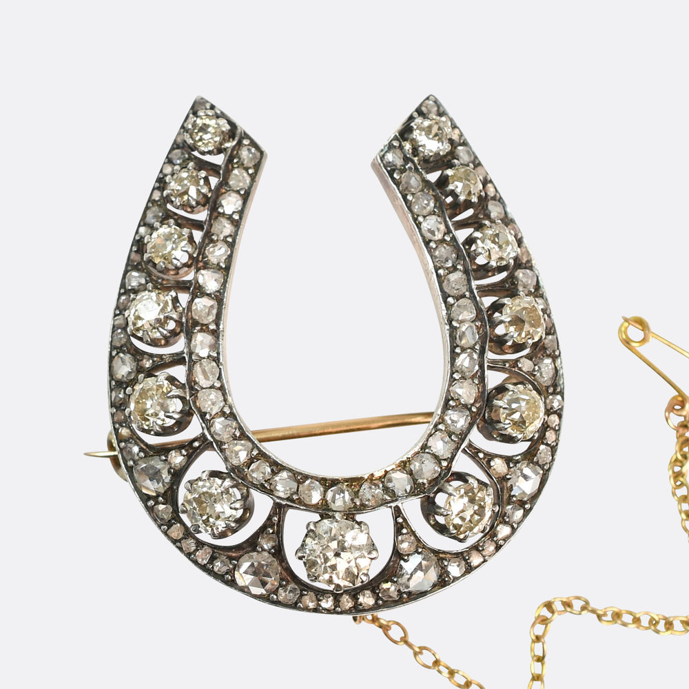 Victorian Diamond Lucky Horseshoe Brooch