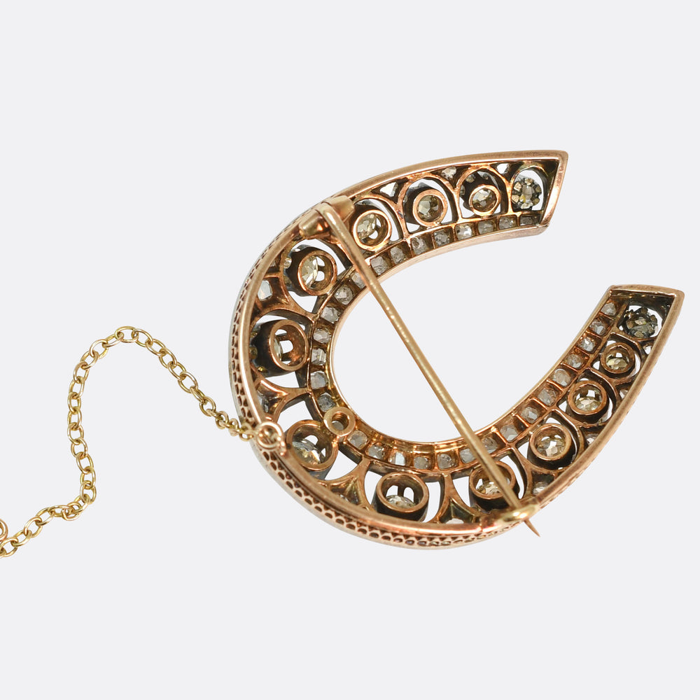 Victorian Diamond Lucky Horseshoe Brooch