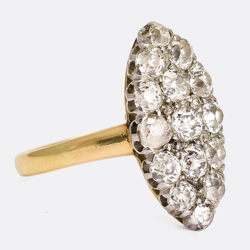 Victorian Diamond Marquise Cluster Ring