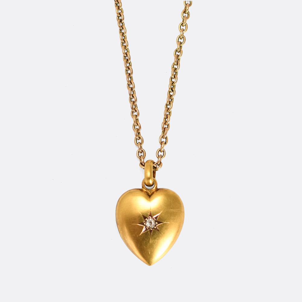 Victorian Diamond Puffed Heart Locket