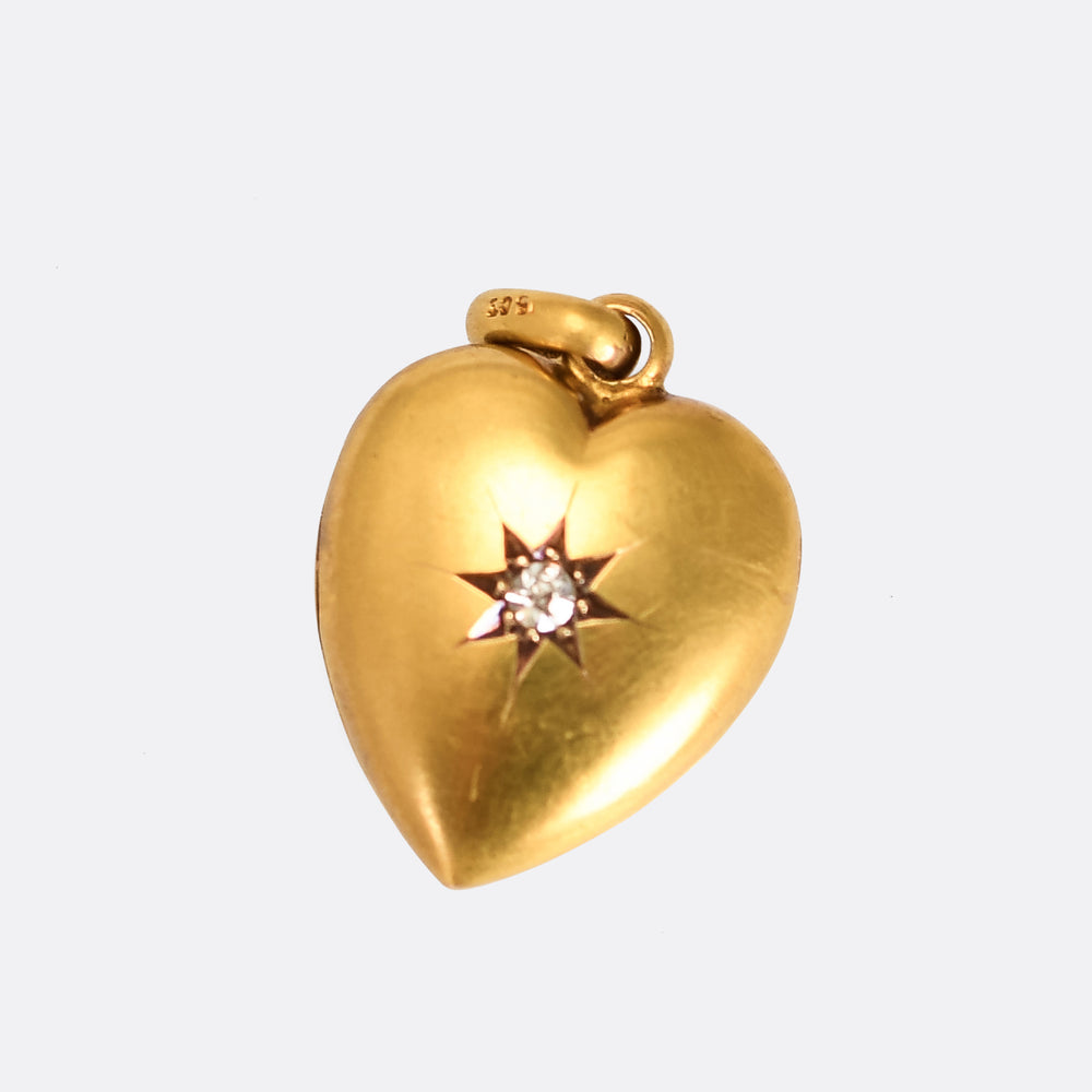 Victorian Diamond Puffed Heart Locket