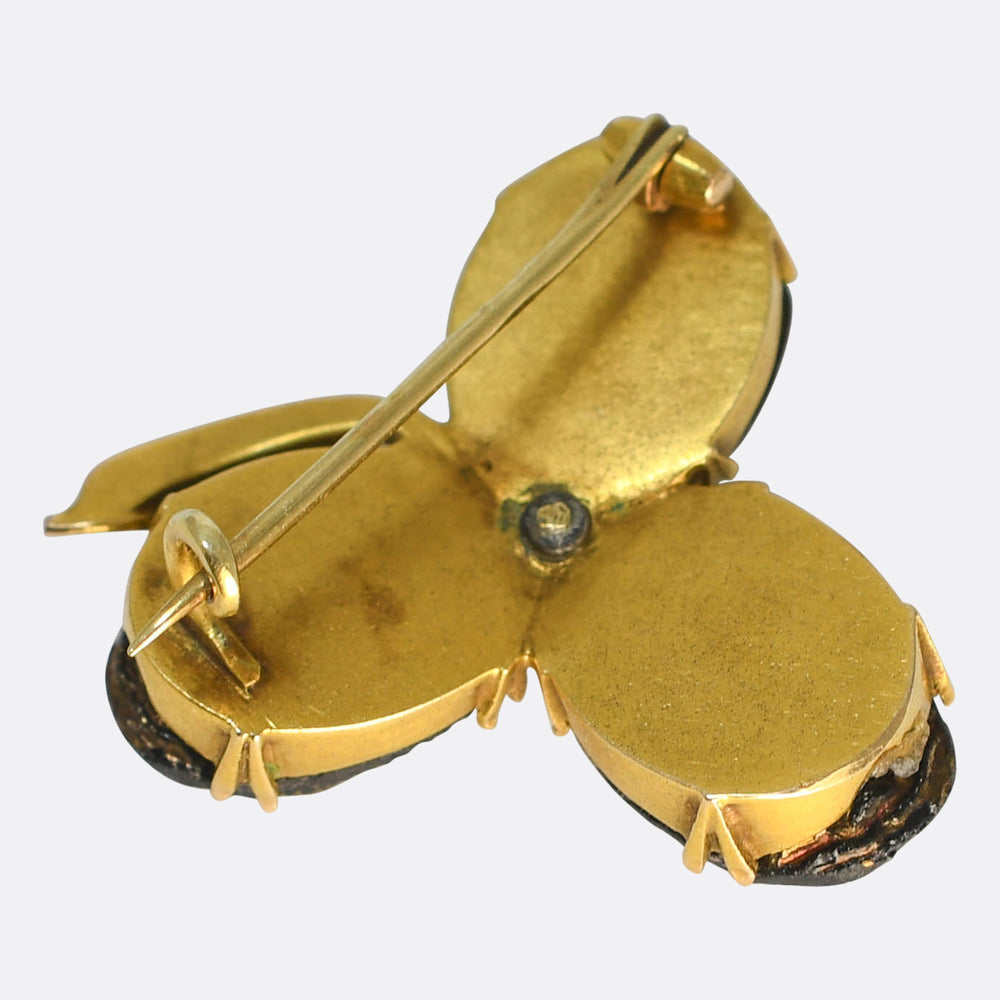 Victorian Egyptian Revival Scarab Clover Brooch