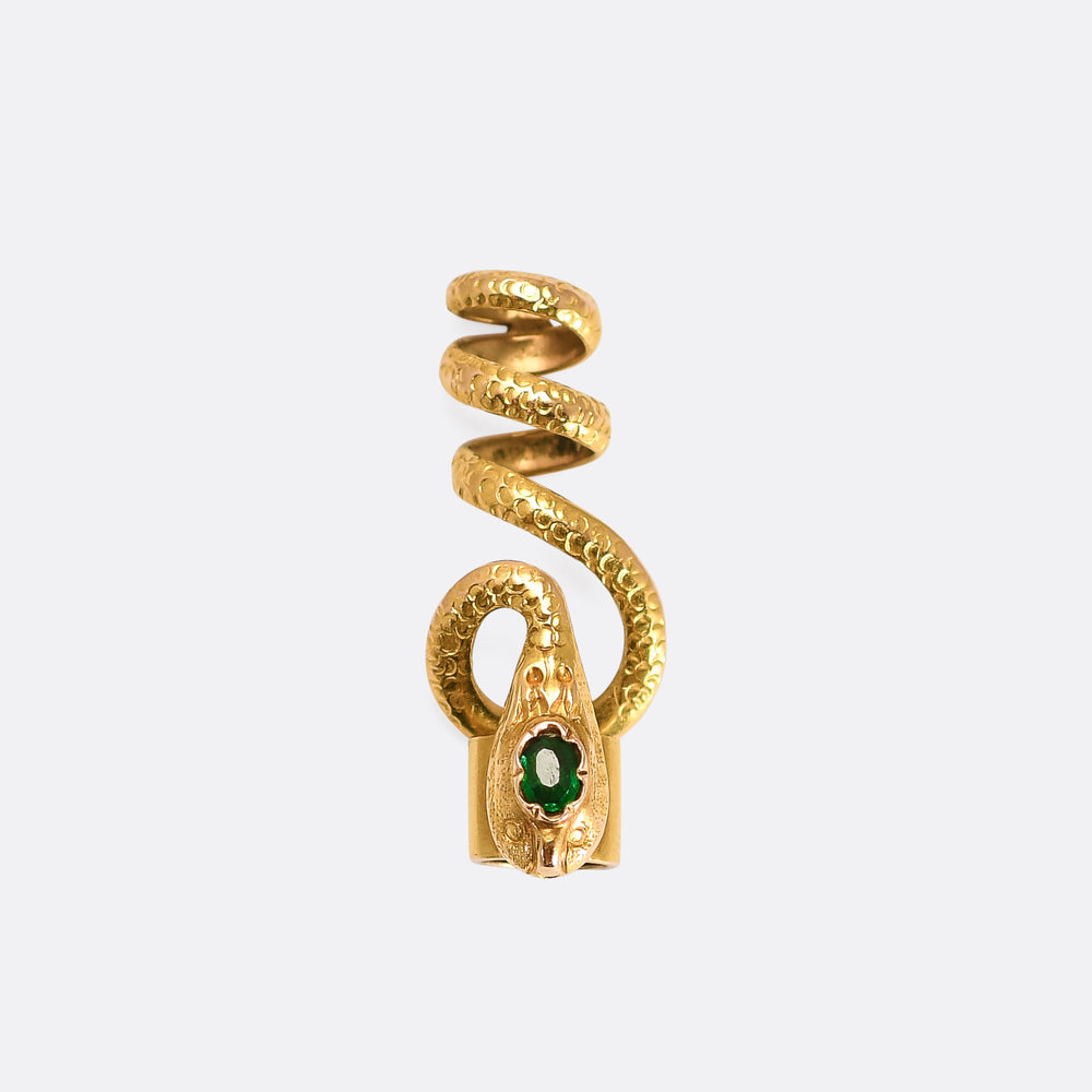 Victorian Emerald Coiled Snake Slider Charm