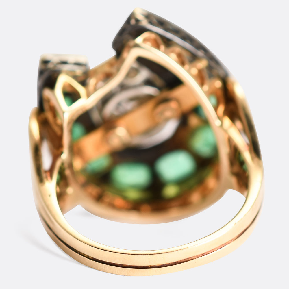 Victorian Emerald & Diamond Horseshoe Ring