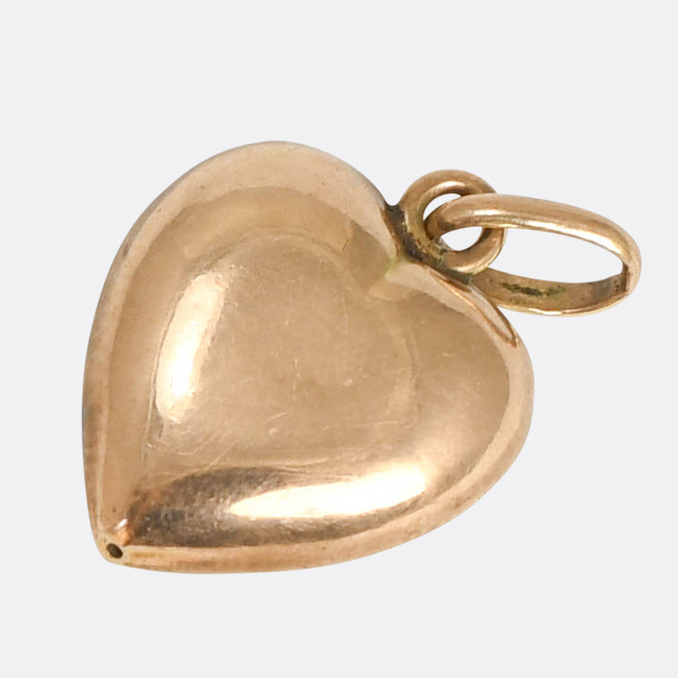 Victorian Enamel Cat Puffed Heart Charm