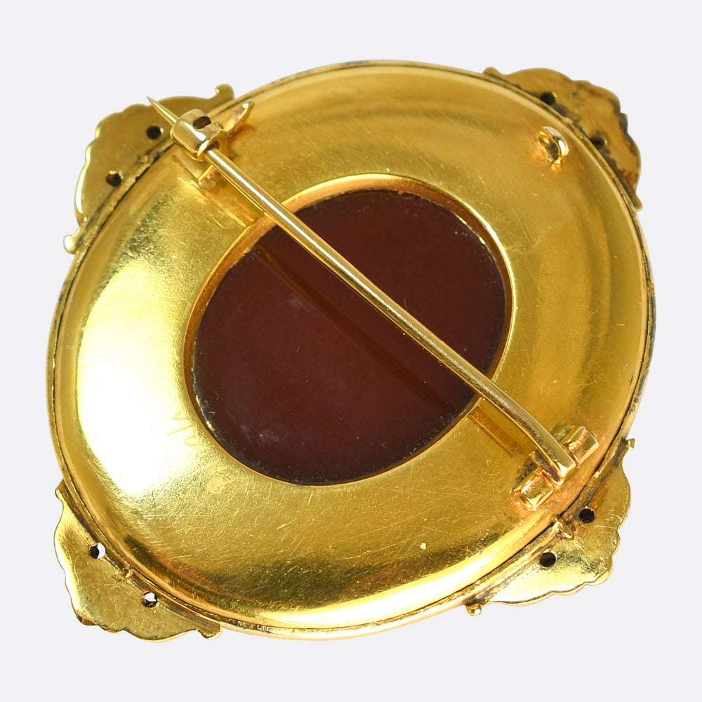 Victorian Enamel & Diamond Cameo Heavens Light Our Guide Medal Brooch