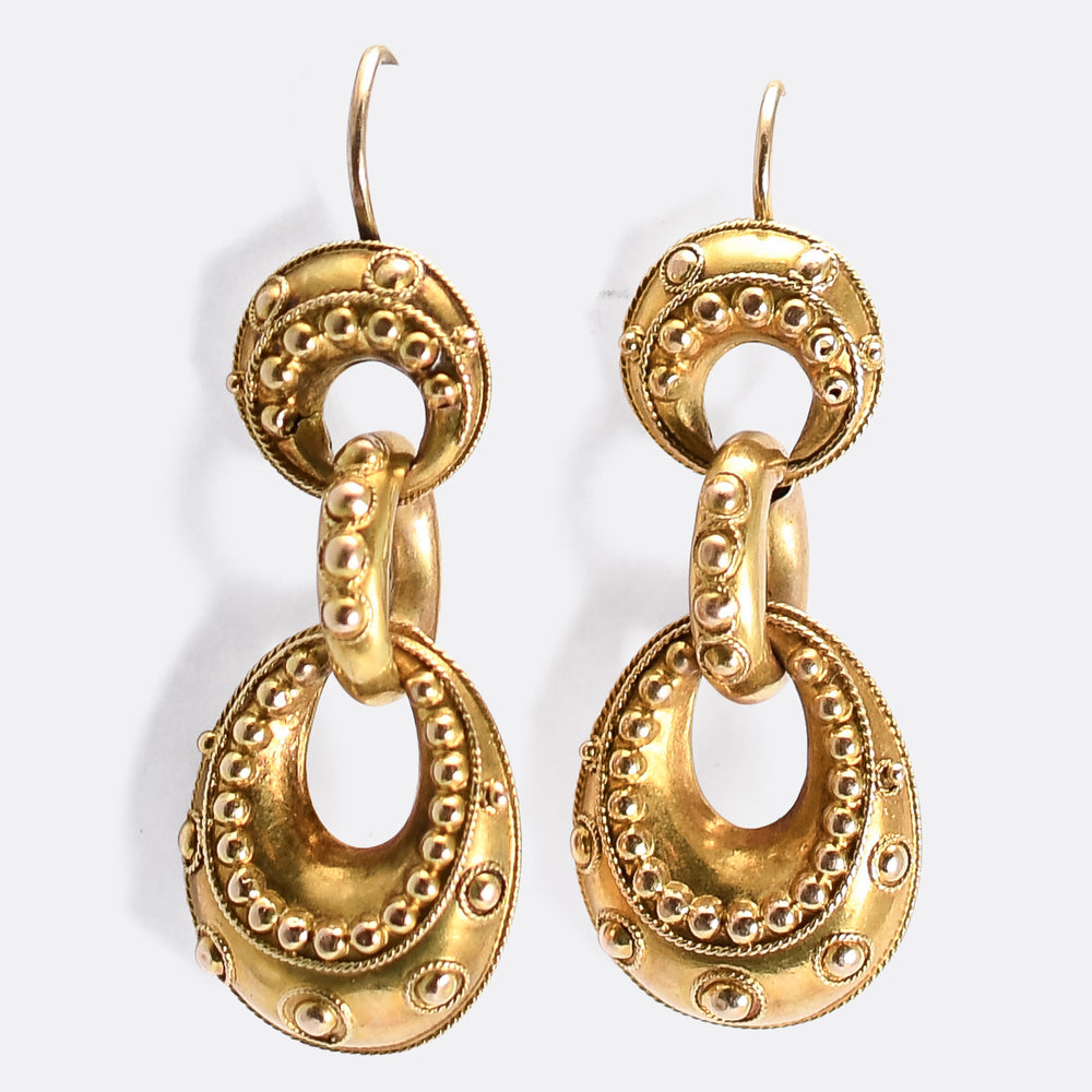 Victorian Etruscan Revival Gold Earrings