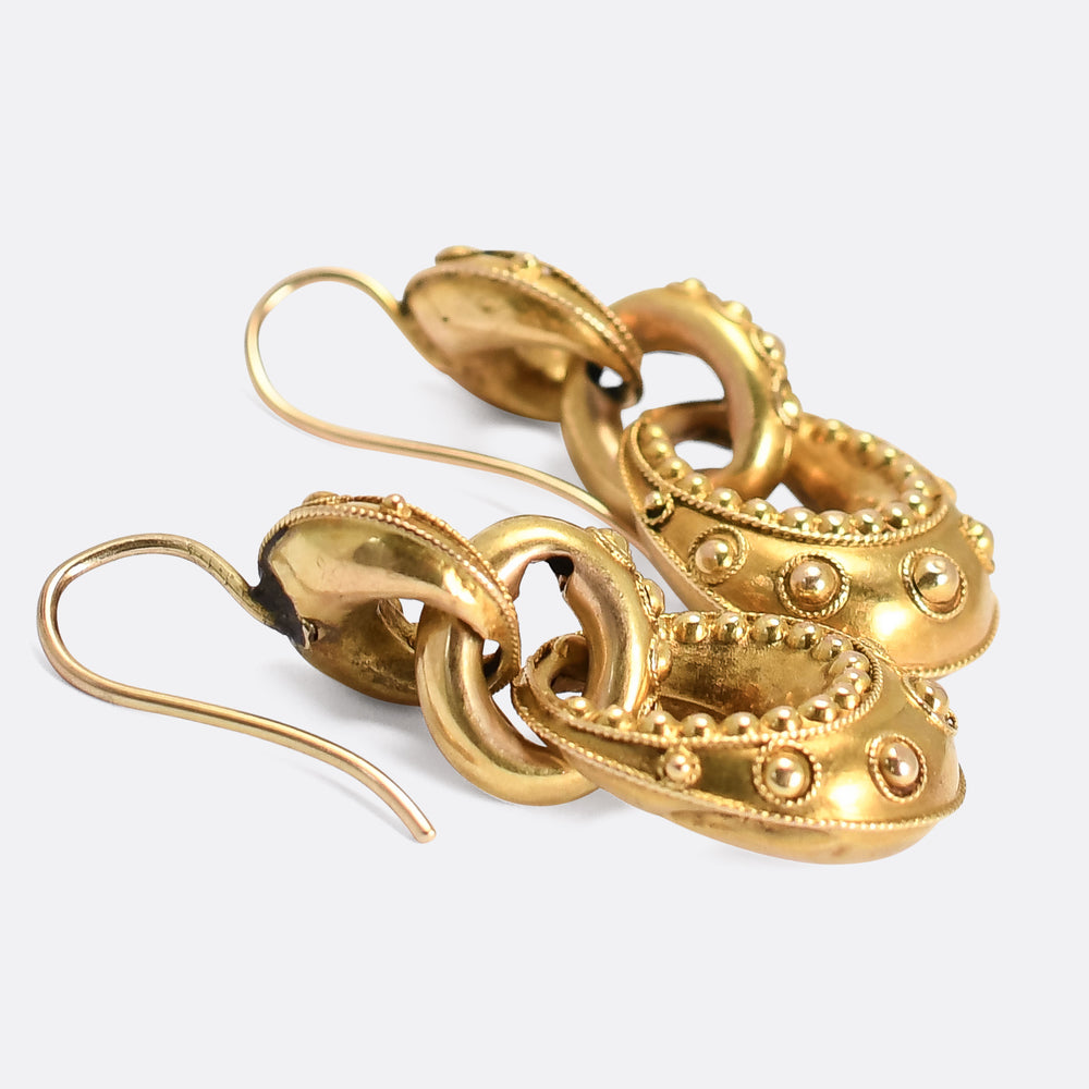 Victorian Etruscan Revival Gold Earrings