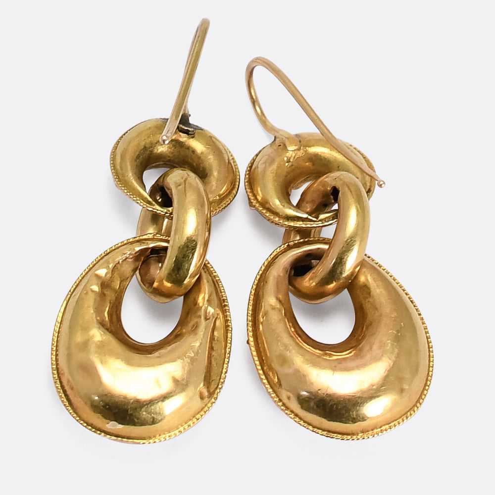 Victorian Etruscan Revival Gold Earrings