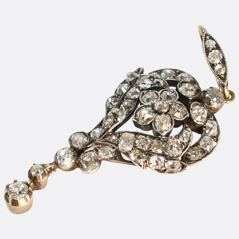 Victorian Floral Diamond Pendant